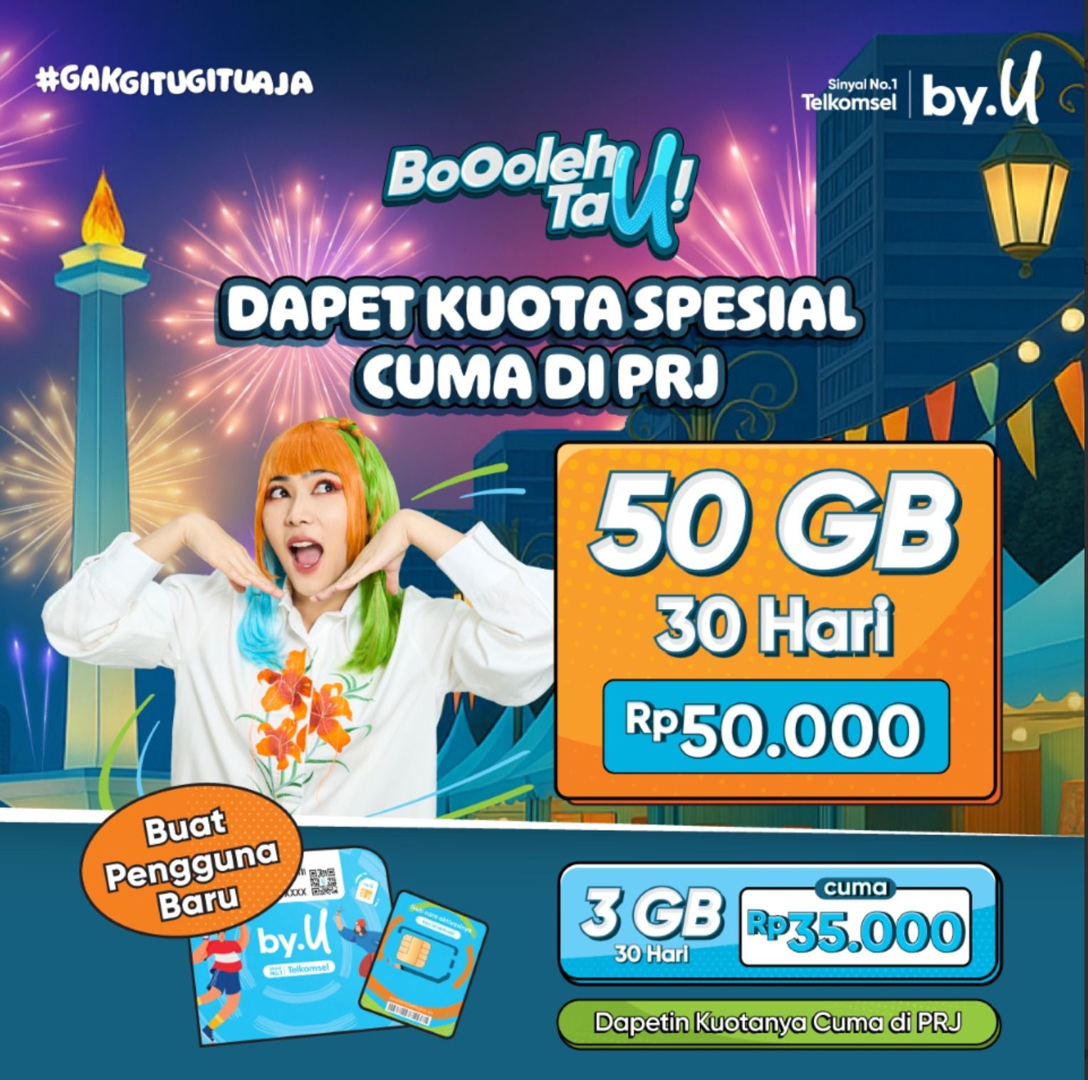 Banner Kuota Spesial PRJ by.U: Internetan Bebas Tanpa Batas, Cuma di Pekan Raya Jakarta! 